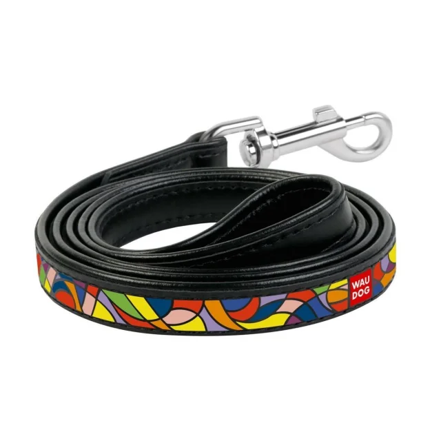 Поводок Waudog Printed с рисунком Витраж для собак 25 мм, 122 см, черный