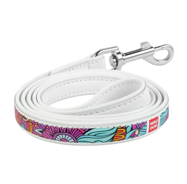 Поводок Waudog Printed с рисунком Лето для собак 18 мм, 122 см, белый