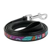 Поводок Waudog Printed с рисунком Лето для собак 18 мм, 122 см, черный
