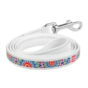 Поводок Waudog Printed с рисунком Цветы для собак 12 мм, 122 см, белый