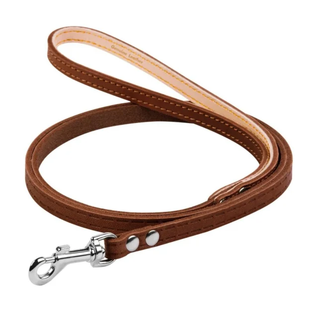 Поводок одинарный для собак, непрошитый, 8 мм, 122 см, коричневый