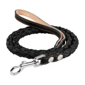 Поводок круглое плетение со вставкой для собак 16 мм, 122 см, черный