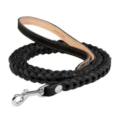 Поводок квадратное плетение для собак 14 мм, 122 см, черный