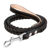 Поводок плетеный, двойная коса для собак 20 мм, 122 см, черный