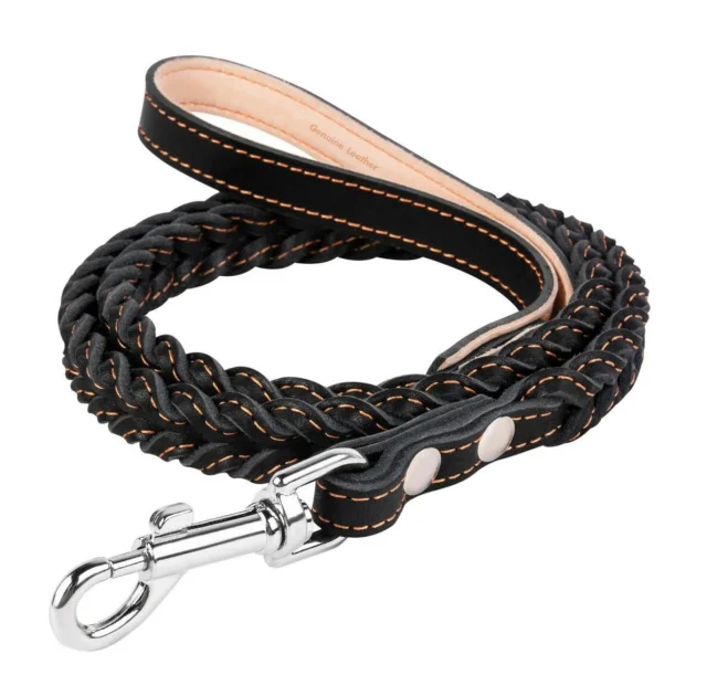 Поводок плетеный, двойная коса для собак 20 мм, 122 см, черный