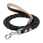 Поводок плетеный, двойная коса для собак 16 мм, 122 см, черный