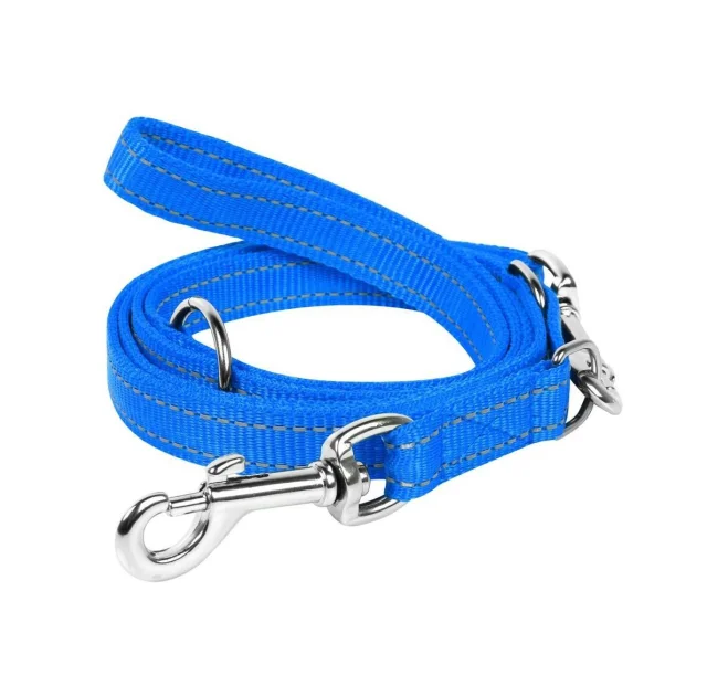 Нейлоновий поводок-перестіжка Dog Extreme, подвійний для собак 20 мм, 110/140/180 см, блакитний