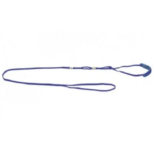 Ринговка с кожаной накладкой и стразами Dog Extreme для собак 5 мм, 130 см, голубой