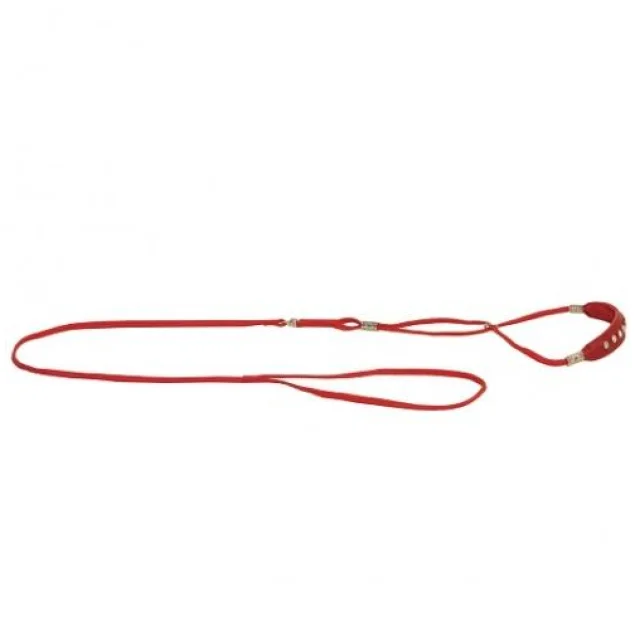 Ринговка с кожаной накладкой и стразами Dog Extreme для собак 5 мм, 130 см, красный