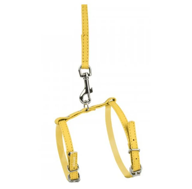 Шлея Waudog Glamour с поводком для собак и кошек 9 мм, 115 см, желтый