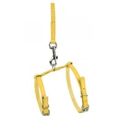 Шлея с поводком Waudog Glamour для кошек и мелких собак 12 мм, 115 см, желтый