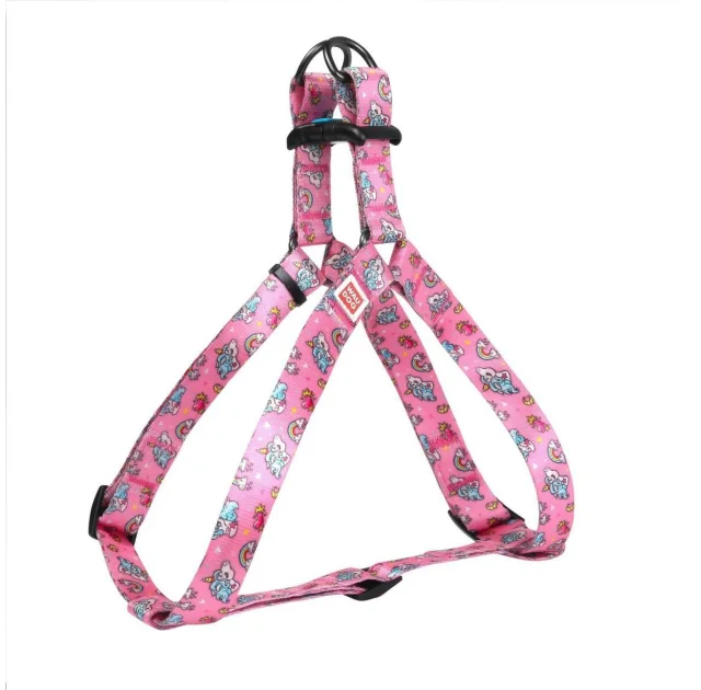 Шлея Waudog Nylon для собак с рисунком Единороги 20 мм, 50-80 см
