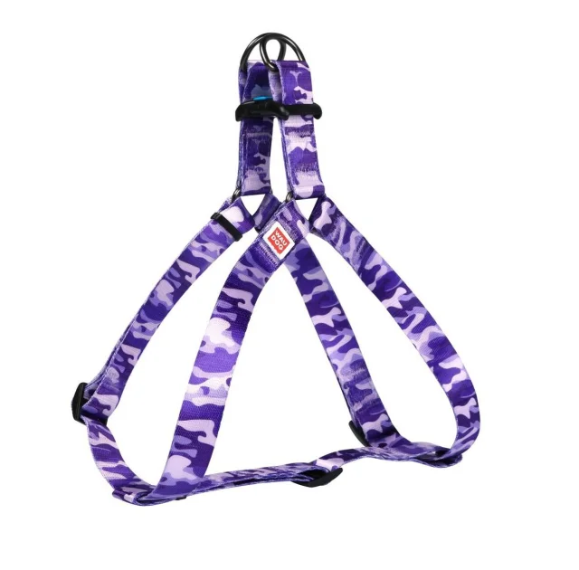 Шлея Waudog Nylon для собак с рисунком Фиолетовый камо 20 мм, 50-80 см
