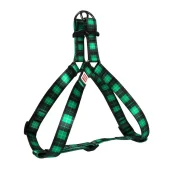 Шлея Waudog Nylon для собак с рисунком Шотландка зеленая 25 мм, 60-90 см