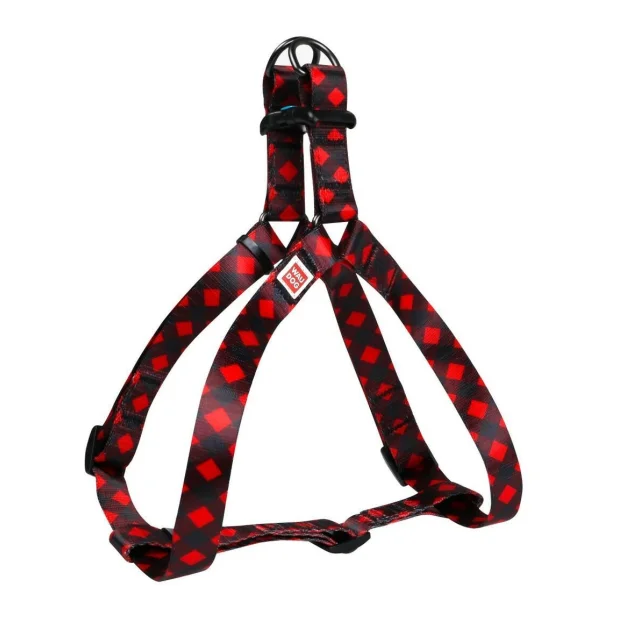 Шлея Waudog Nylon для собак с рисунком Шотландка красная 25 мм, 60-90 см