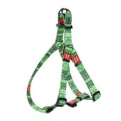 Шлея Waudog Nylon для собак с рисунком Этно зеленый 20 мм, 50-80 см