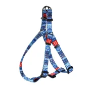 Шлея Waudog Nylon для собак с рисунком Этно синий 25 мм, 60-90 см