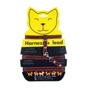 Шлея с поводком для кошек для собак, кошек и кроликов 12 мм, 122 см, коричневая