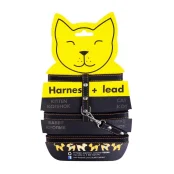 Шлея с поводком для кошек для собак, кошек и кроликов 12 мм, 122 см, черная