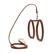 Шлея с поводком для собак мелких пород, 14 мм, 122 см, коричневая