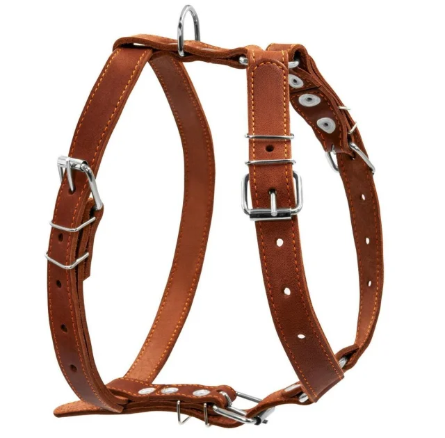 Шлея одинарна для собак середніх порід, 25 мм, коричнева