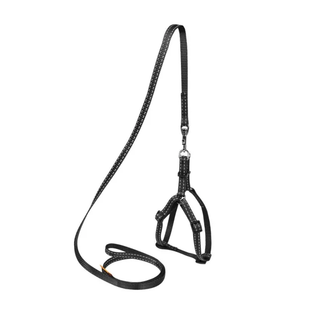 Нейлоновая шлея Dog Extreme с поводком, для котов, кроликов, морских свинок, 10 мм, 28-40 см, черная