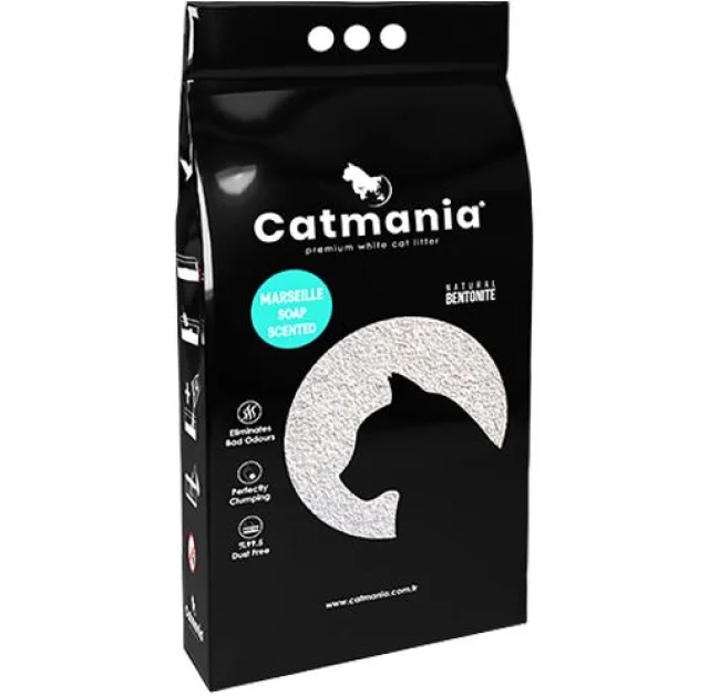 Бентонітовий наповнювач Catmania для котів з запахом марсельського мила, бірюзові гранули, 5 л