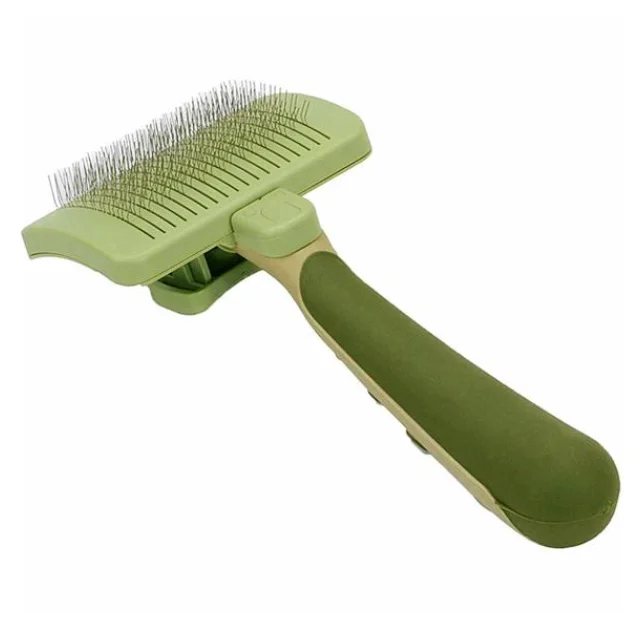Пуходерка-слікер Safari Self-Cleaning Slicker Brush з самоочищенням, для собак і котів, велика, 11.5х8.5 см