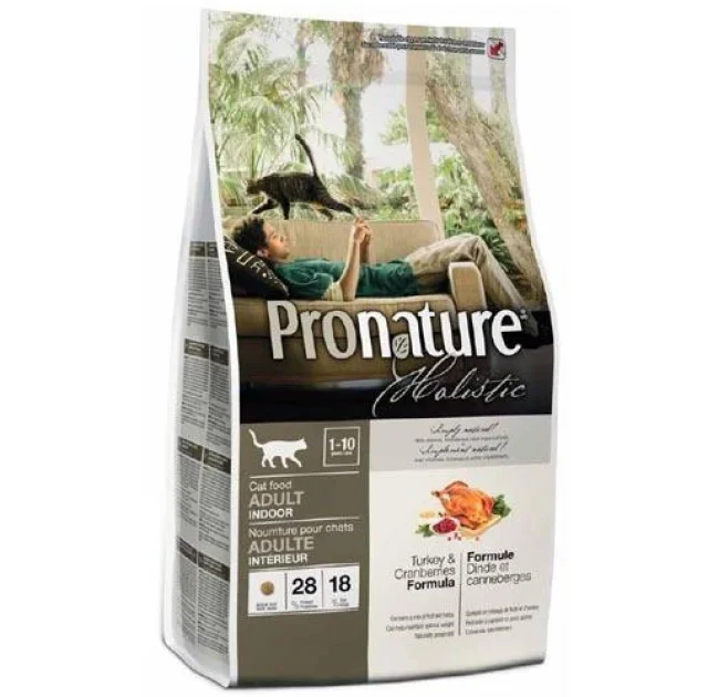 Сухий корм Pronature Holistic Adult Turkey & Cranberries з індичкою і журавлиною, для котів всіх порід, 5.44 кг