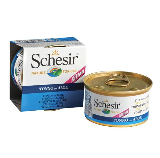 Консерви Schesir Tuna Aloe Kitten для кошенят, тунець з алое і рисом, банку, 85 г