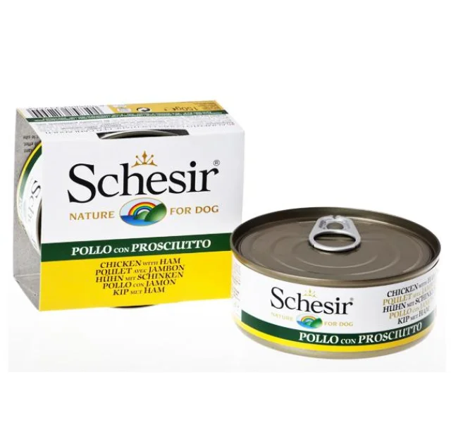 Консерви Schesir Chicken Ham для собак, з курячим філе і рисом, банку, 150 г
