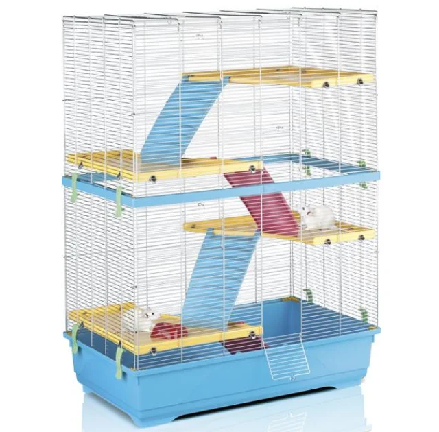 Клітка Imac Rat 80 Double для щурів, пластик, блакитна, 80х48.5х110 см