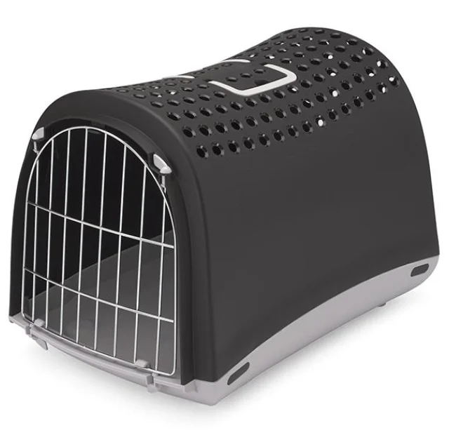 Переноска Imac Linus для собак и кошек, пластик, тёмно-серая, 50×32×34.5 см