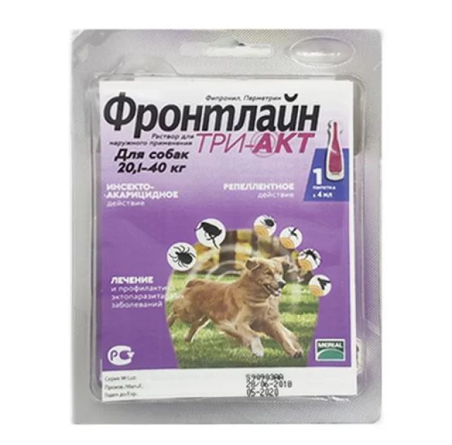 Краплі Boehringer Ingelheim Frontline TRI-AKT L проти ектопаразитів для собак від 20 до 40 кг, монопіпетка