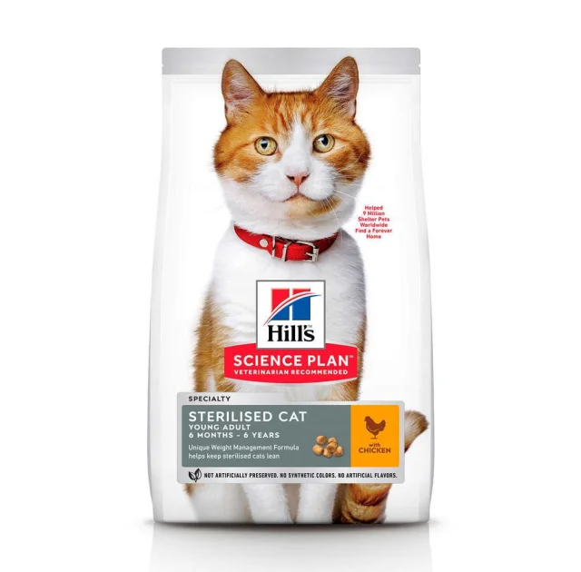 Сухой корм Hill's Science Plan Young Adult Sterilised Cat для кошек, с курицей, 3 кг