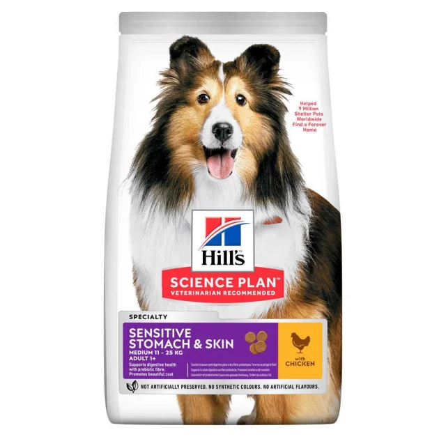 Сухий корм Hill's Science  Plan Adult Sensitive Stomach & Skin Medium для собак, з куркою, 800 г