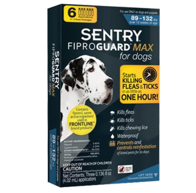 Капли FiproGuard Max от блох, клещей и вшей, для собак 40-60 кг, 4.02 мл, 3 шт, цена за 1 пипетку
