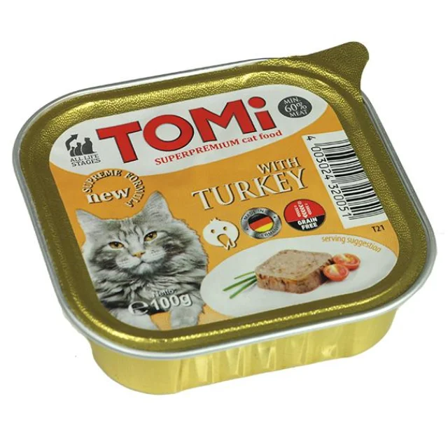 Консерви Tomi turkey супер преміум корм для котів, паштет, 100 г