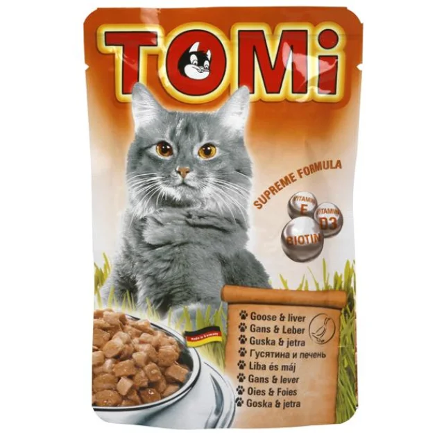 Консерви Tomi goose liver з гусаком і печінкою, для котів, вологий корм, пауч, 100 г