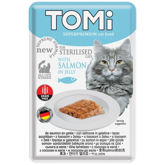 Консерви Tomi Sterilised Salmon in Jelly лосось в желе, для стерилізованих котів, пауч, 85 г