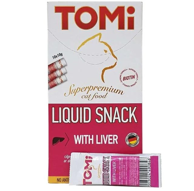 Ласощі Tomi Liquid Snack Liver & Biotin рідке, печінку з біотином, для котів, 10 г (ціна за 1 стик)
