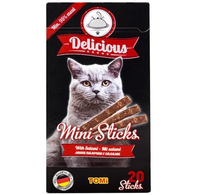 Ласощі Tomi Delicious Mini Sticks Salami з салямі, для котів, 400 г