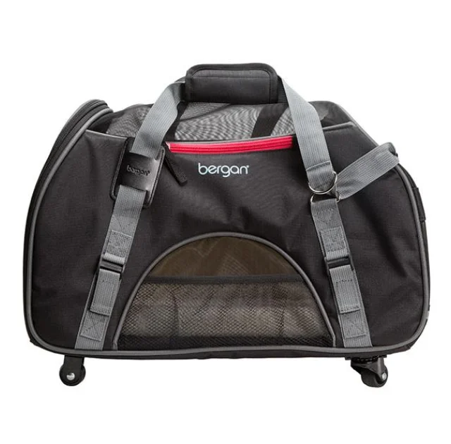 Сумка-переноска на колесах Bergan Wheeled Comfort Carrier для собак і котів, сіра, 48×25×33 см