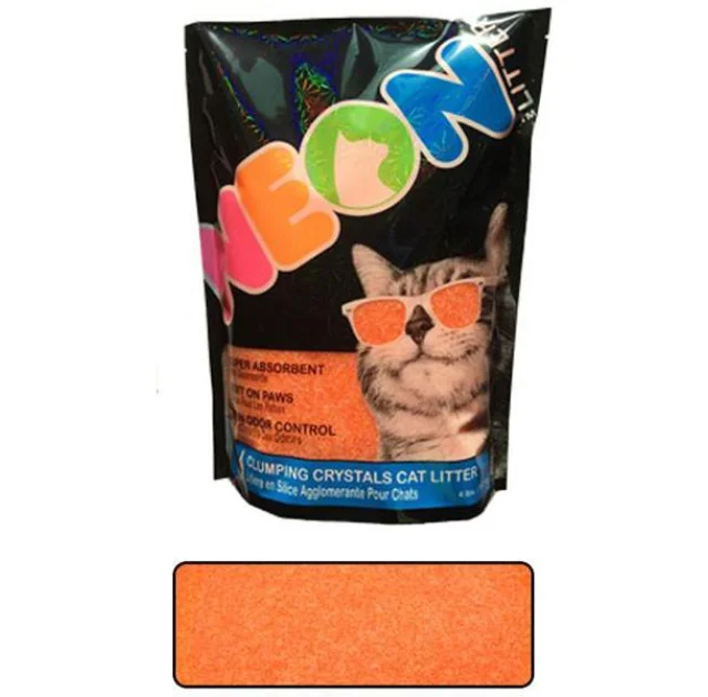 Наполнитель Neon Litter Clump комкующийся, кварцевый, неоновый, оранжевый, 1.81 кг