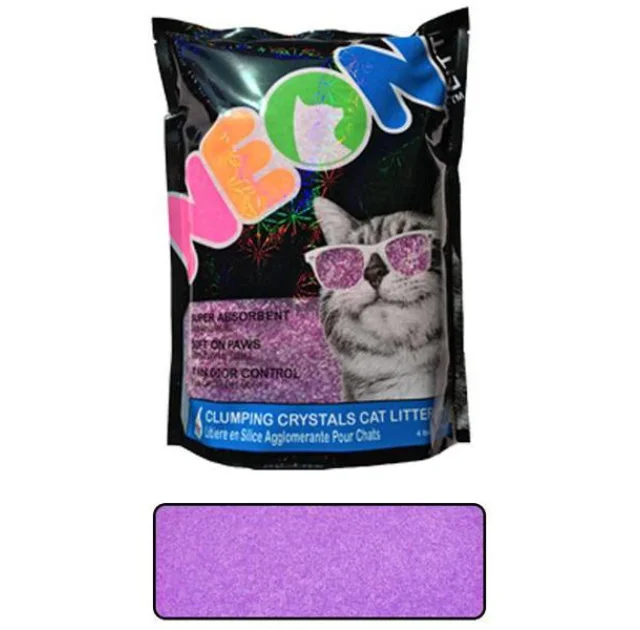 Наполнитель Neon Litter Clump комкующийся, кварцевый, неоновый, фиолетовый, 1.81 кг