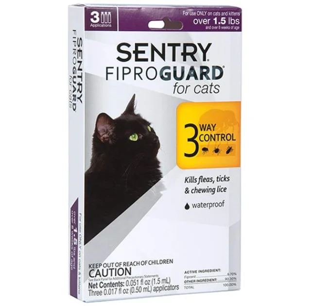 Капли Fiproguard от блох, клещей и вшей для котов и котят, 0.5 мл, 3 шт, цена за 1 пипетку