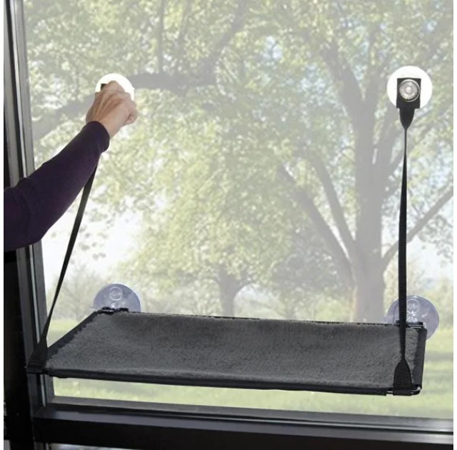 Спальне місце K&H Ez Mount Window Kitty Sill на вікно, для котів, сірий, 58.5×30.5 см