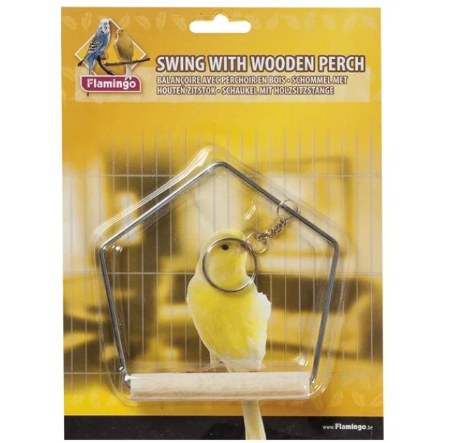 Игрушка Flamingo SwingWooden Perch для попугаев, качели с деревянной жердочкой, 9х12 см