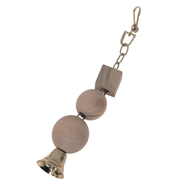 Игрушка Flamingo Heavy Wooden Blocks для попугаев, деревянные блоки с колокольчиком, 25 см