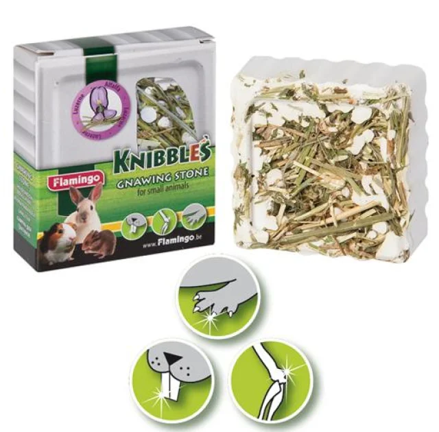 Мінеральний камінь Flamingo Knibbles Alfalfa для гризунів, з люцерною для гігієни зубів, 70 г